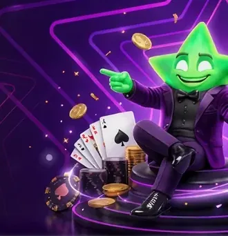 LuckyBoom-ster in smoking met speelkaarten